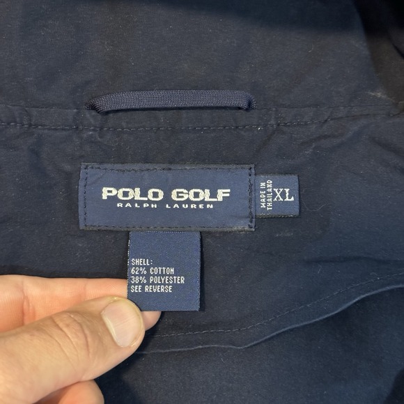 Vtg Polo Golf Ralph Lauren Jacket Men XL Blue Lightweight Packable Hood Boxy Fit - Picture 11 of 16
